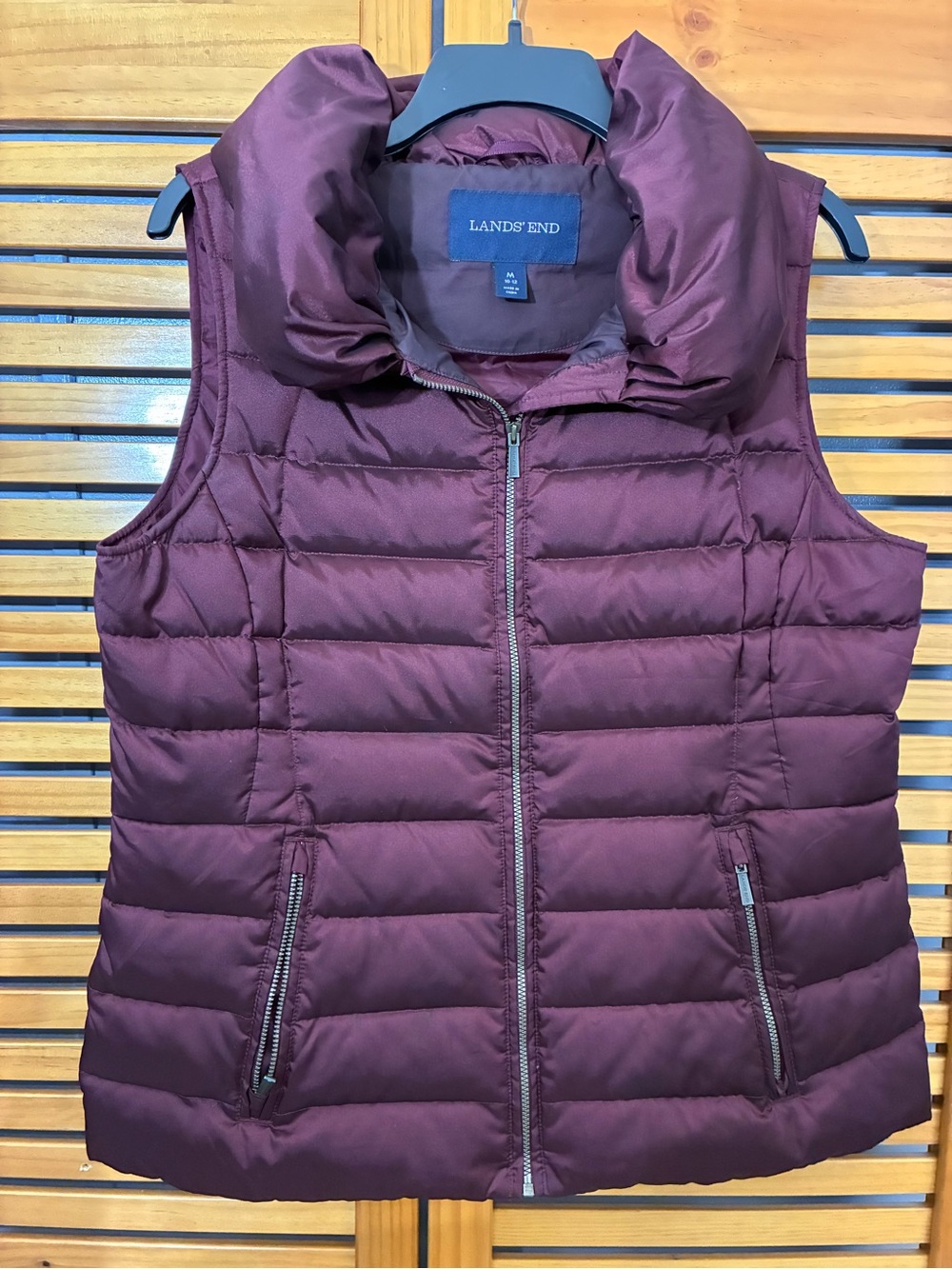 Lands' End Women's Maroon Quilted Puffer Vest